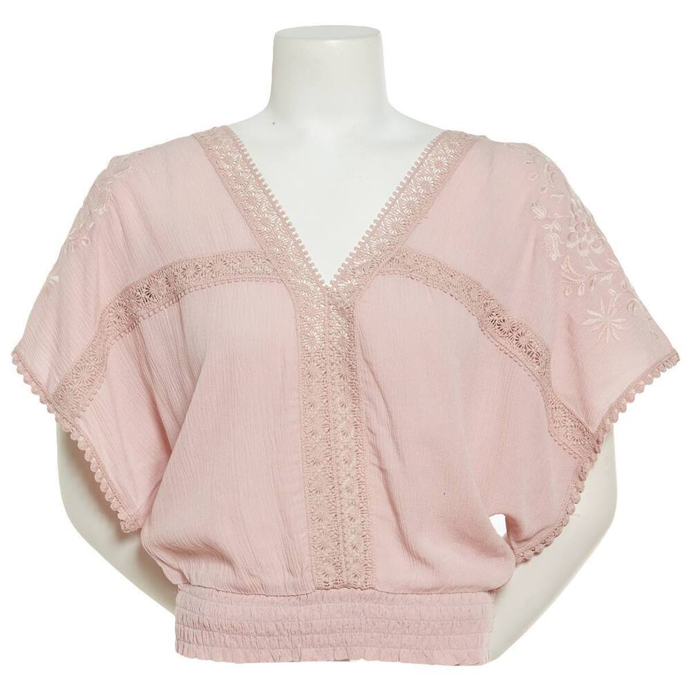 Juniors Self Esteem Tie Back Rayon Blouse with Smock Bottom